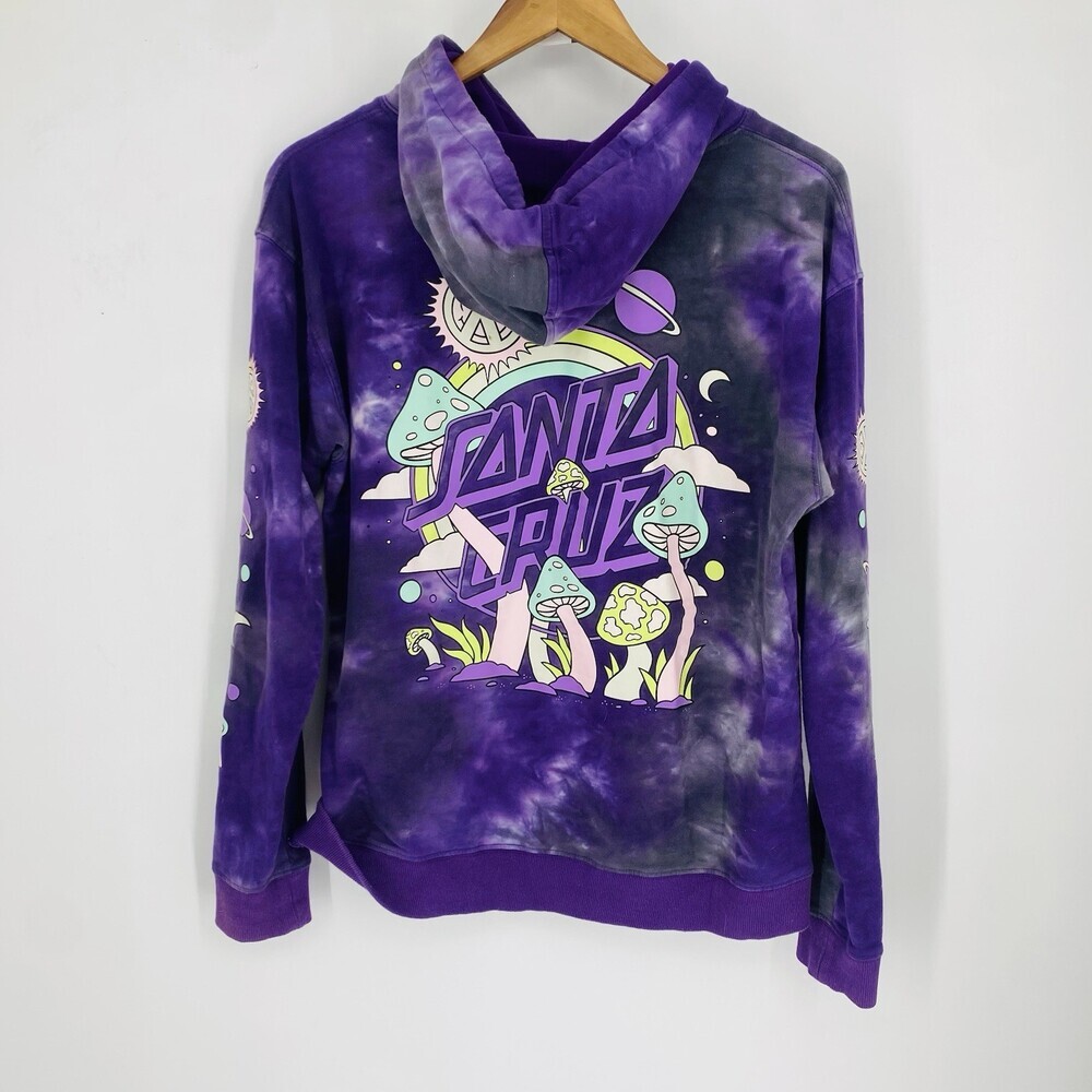 Santa Cruz Small Purple Acid Wash Mushroom Graphic Print Psychedelic Hoodie